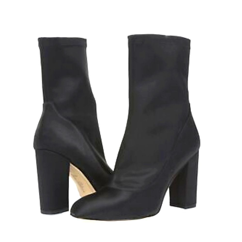 Sam Edelman Calexa Black Satin Sock Boots Side Zip Size 9.5